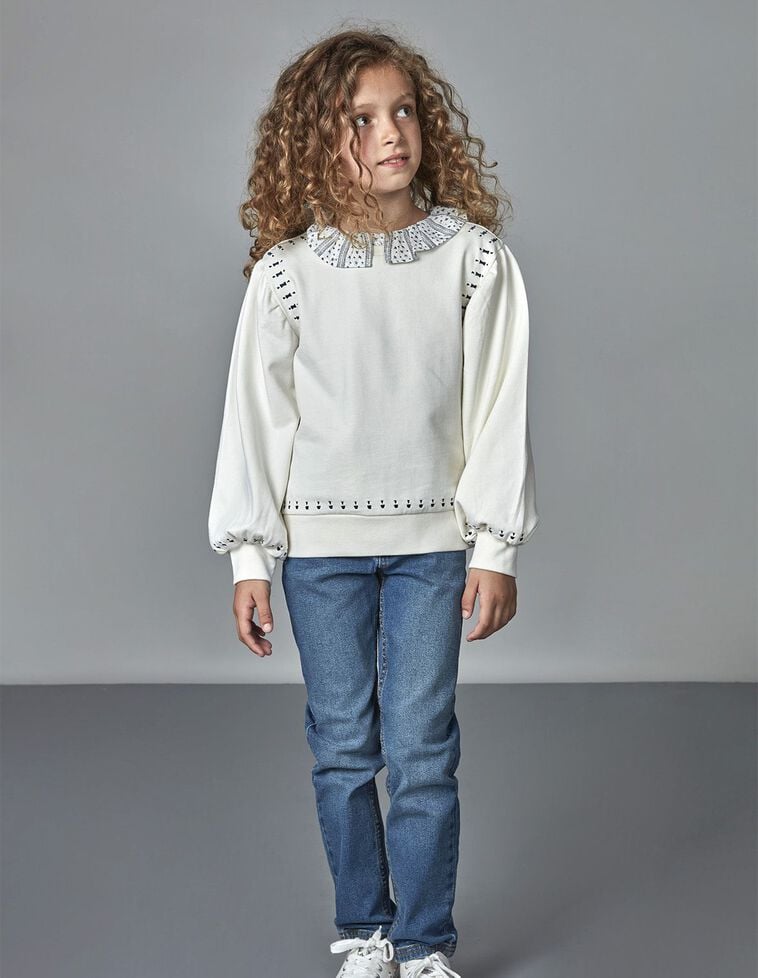Sweat-Shirt &Eacute;cru Avec Broderies  &Eacute;cru