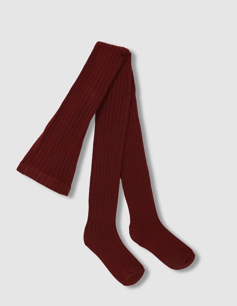 Collants basiques côtelés grenat
