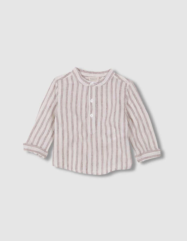 Camicia a righe color bianco sporco e marsala