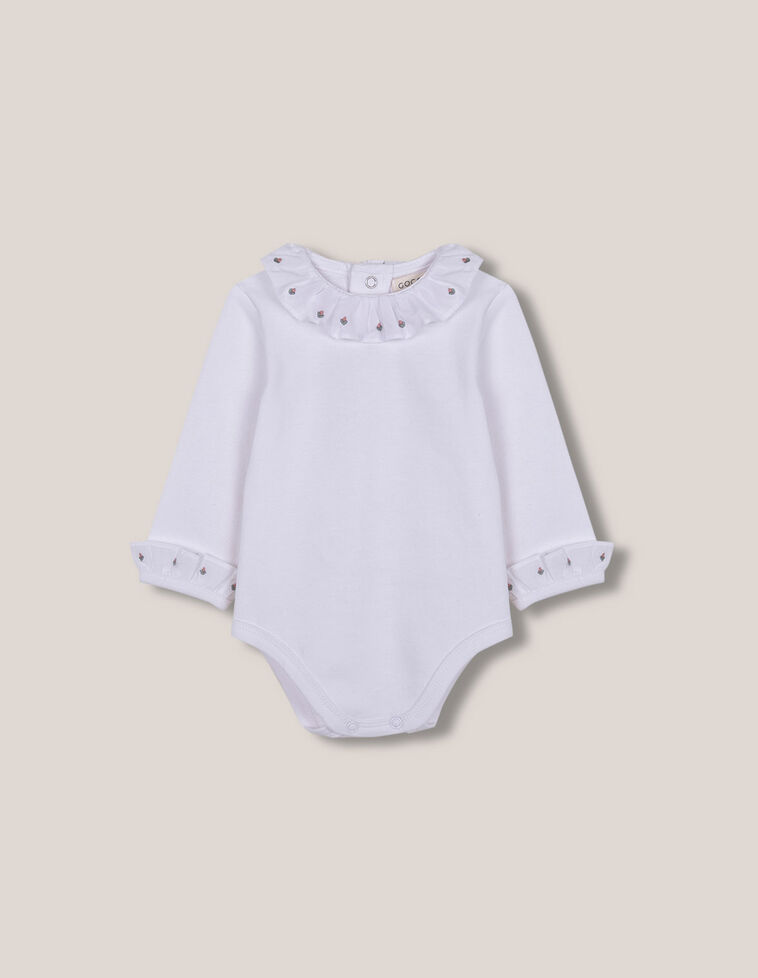 Body Con Collo Ricamato Bianco Ottico