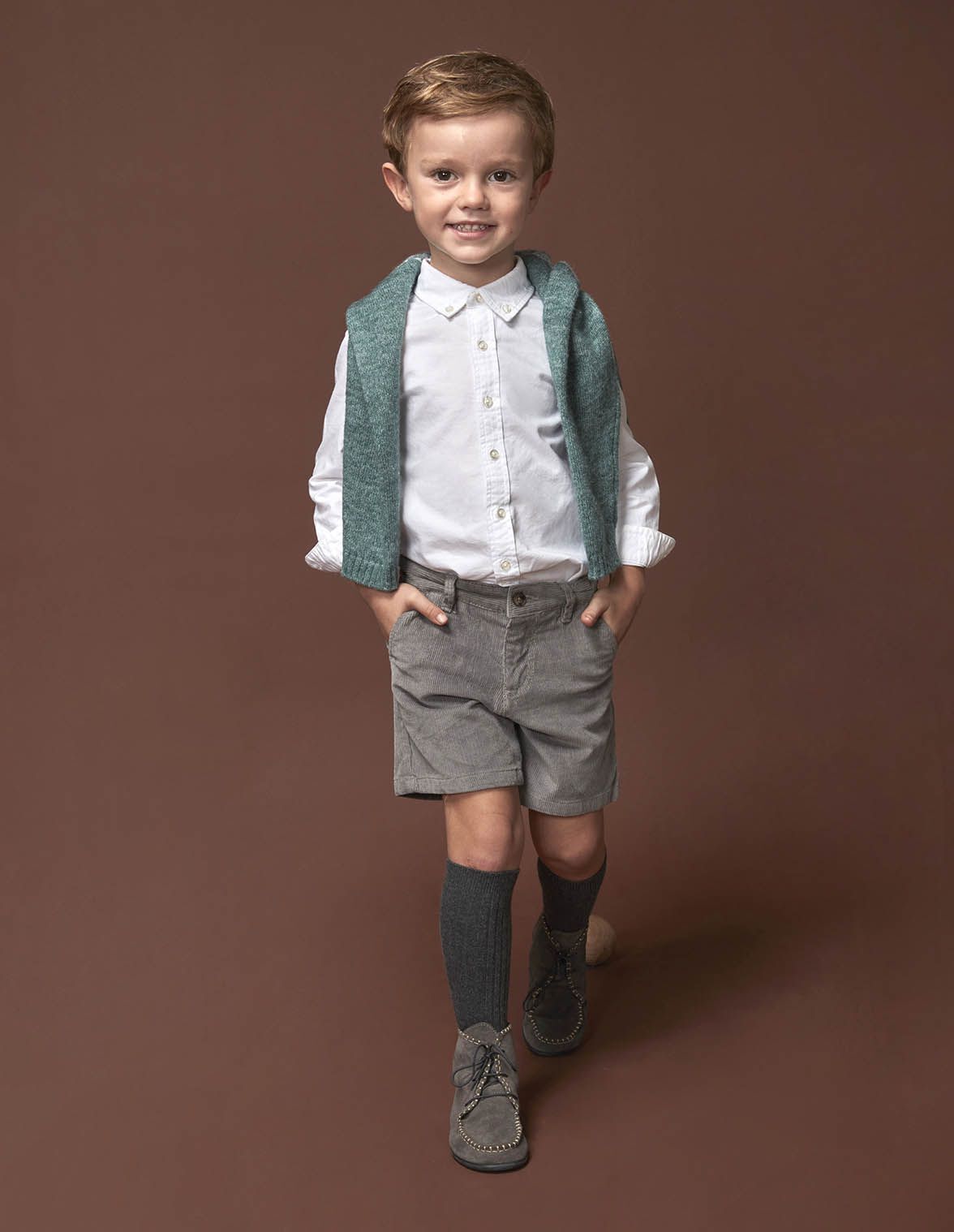 Short en velours cotele gris pour enfant garcon Gocco