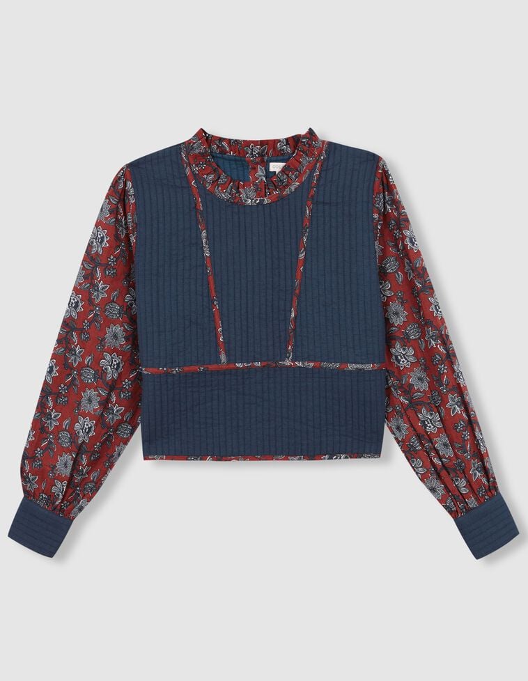 Blouse avec gilet int&eacute;gr&eacute; pour maman grenat