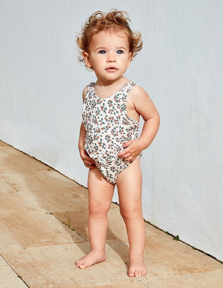 Maillot de bain blanc noeud contrastant
