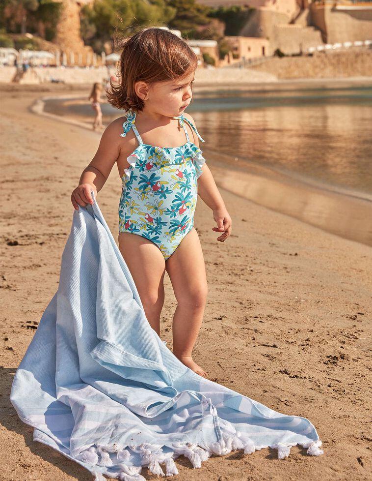 Costume da bagno con stampa di palme color verde  
