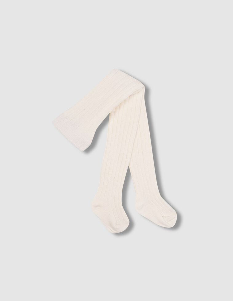 Collants basiques côtelés écru