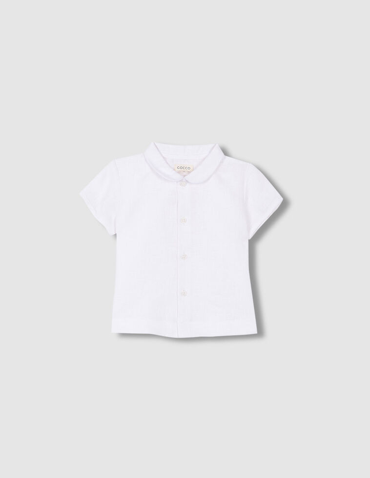 Camisa de manga curta em linho na cor branco