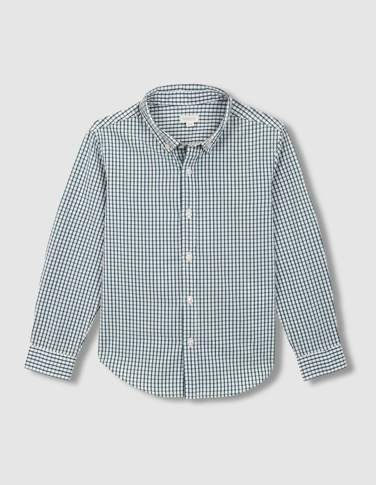 Chemise blanche col chemise mini carreaux