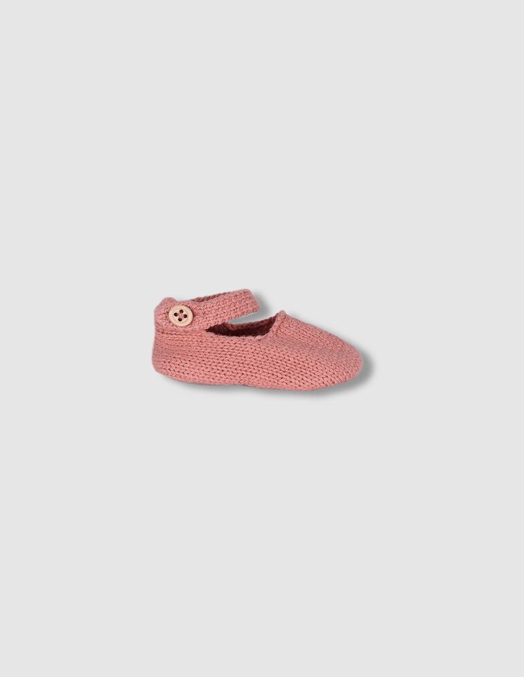 Botinhas de lã com botão cor de rosa escuro 