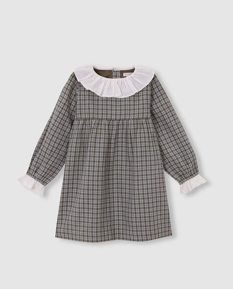 Vestido cinzento de xadrez menina