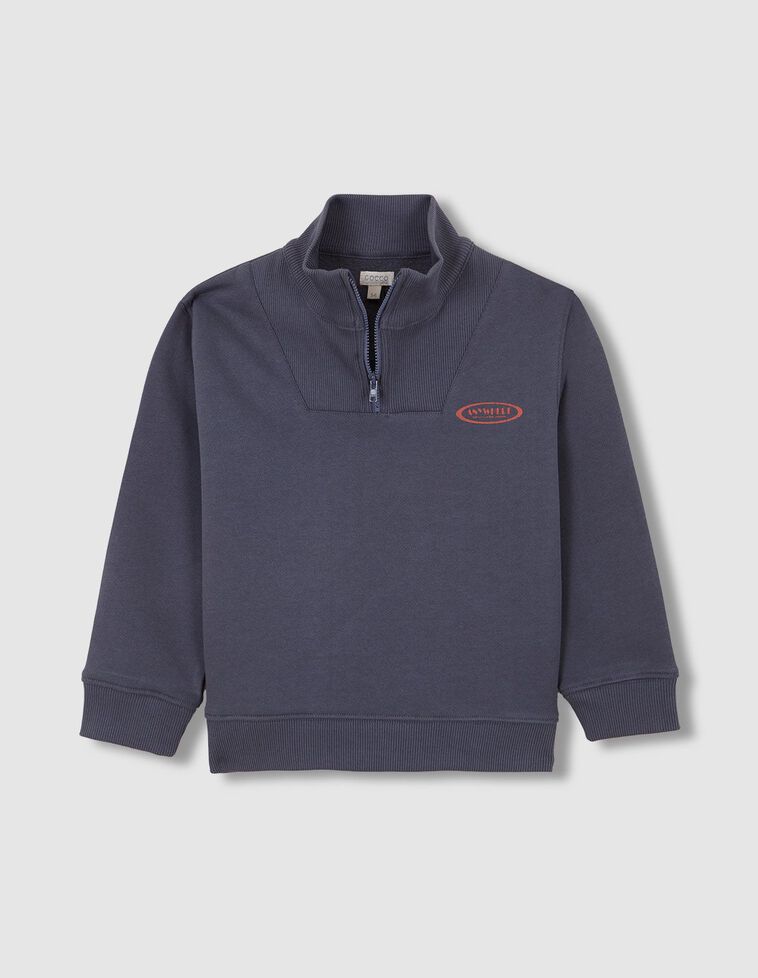 Felpa con mezza zip azzurro chiaro