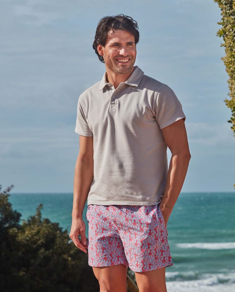 Maillot de bain p&egrave;re imprim&eacute; poulpes bleu