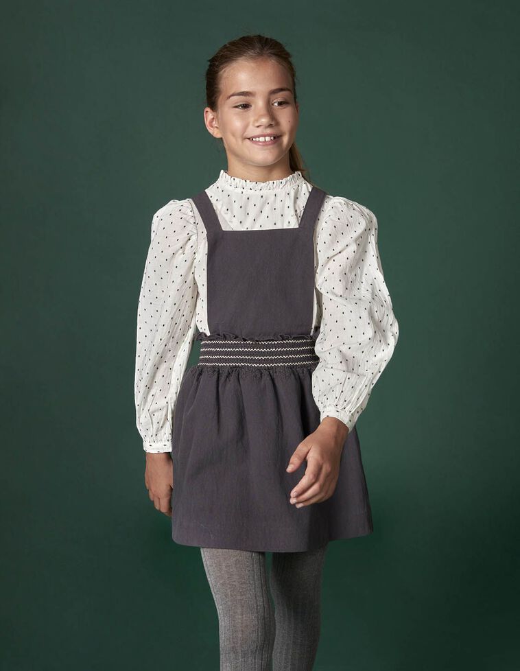 Robe chasuble nid d'abeille à la ceinture grise