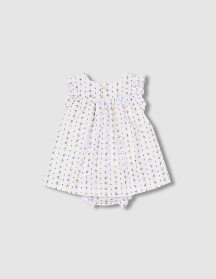 Vestido com estampado de florinhas  amarela
