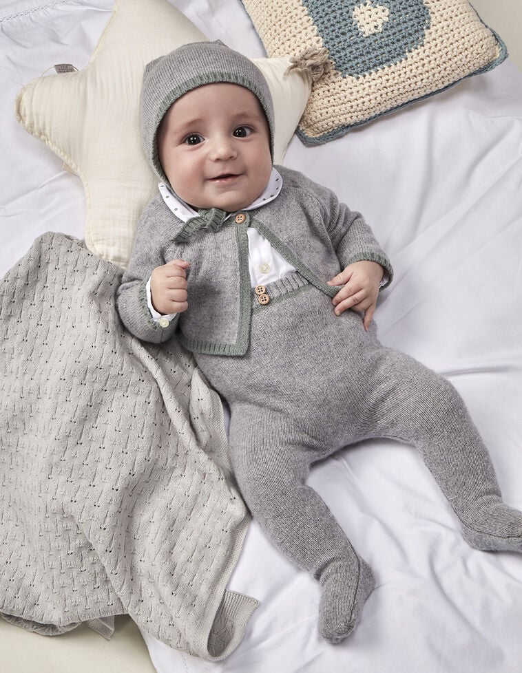 Pantalon Avec pieds Et Contraste Gris Moyen M&eacute;lang&eacute;