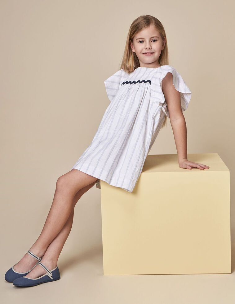 Robe rayée détail vague blanche