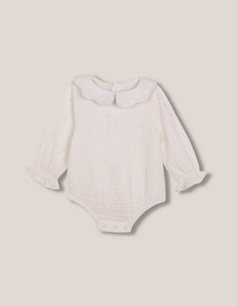 Chemise body à col ondulé blanc