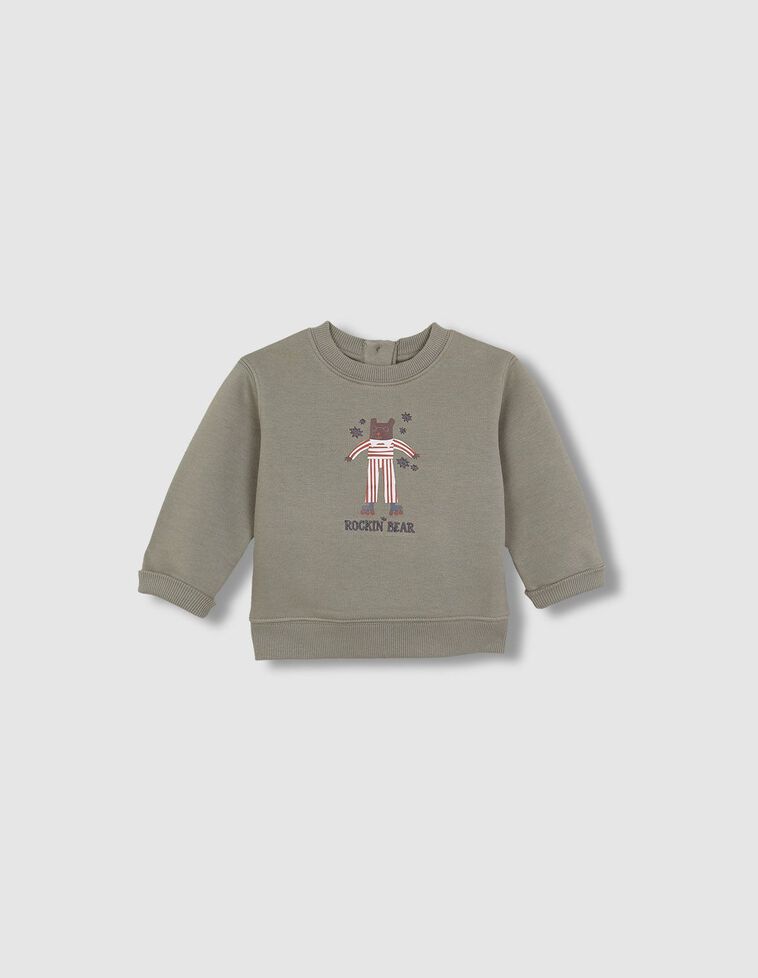 Sweat-shirt imprimé ours vert