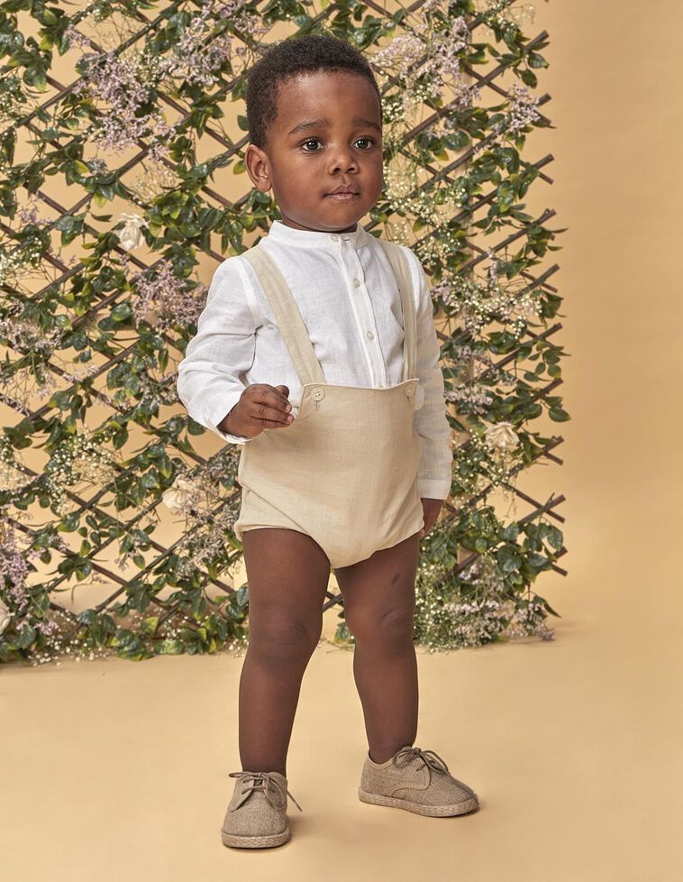 Chemise baker mao en lin blanc