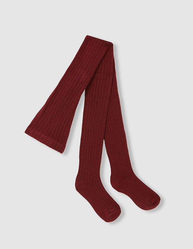 Collants basiques côtelés grenat