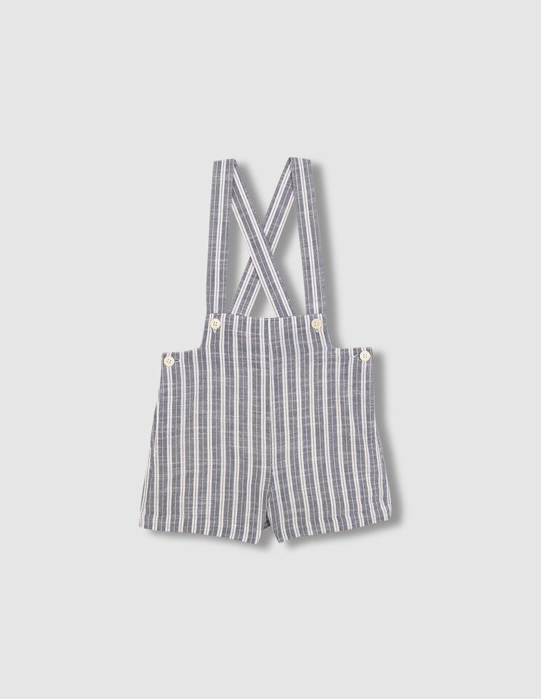 Pantalon à bretelles rayé vert pétrole Pantalon à bretelles rayé vert pétrole