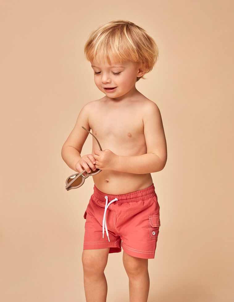 Costume da bagno tinta unita color corallo 