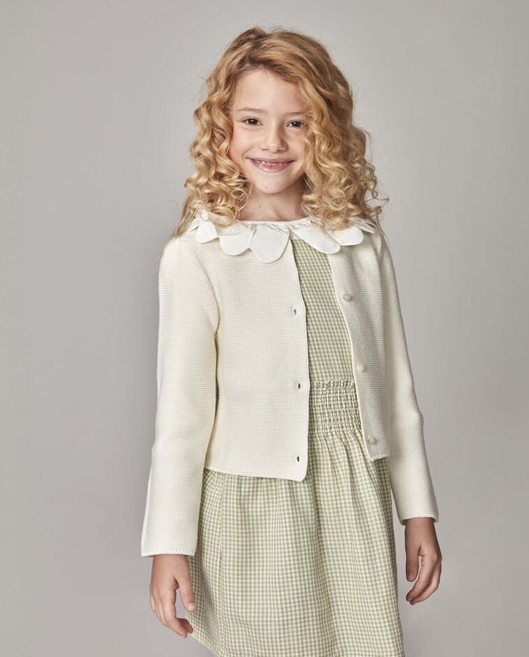 Cardigan en point mousse blanc