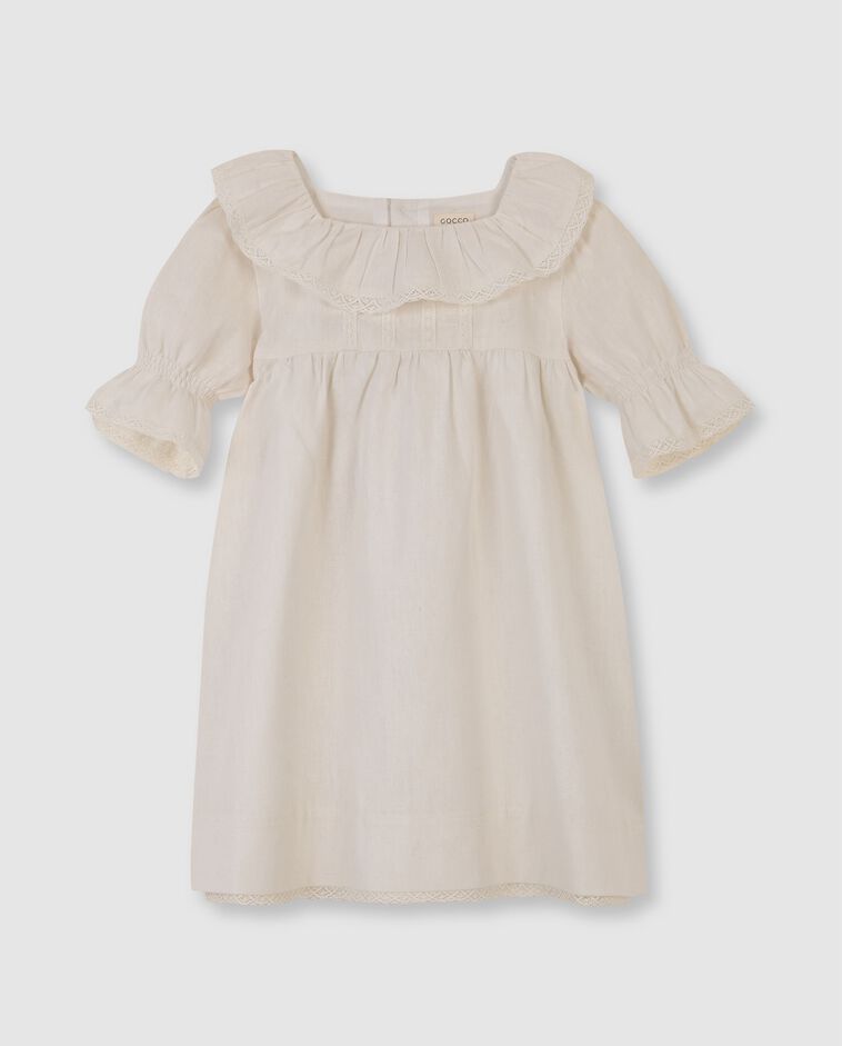 Robe en lin avec tablier blanc