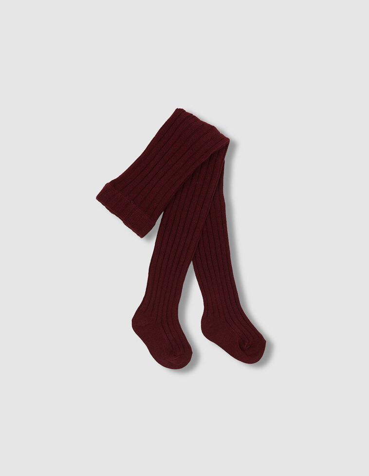 Collants basiques côtelés grenat