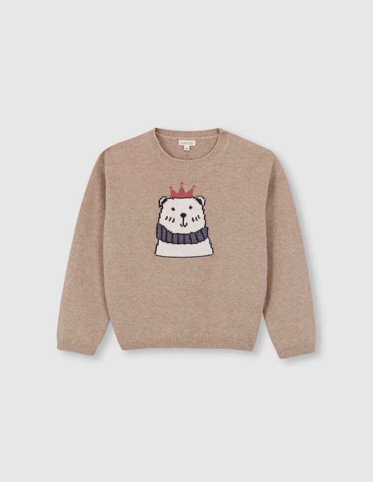 Pull avec motif ours polaire pierre