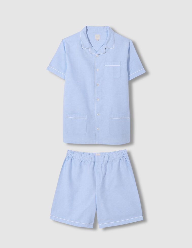 Pigiama corto Oxford color blu
