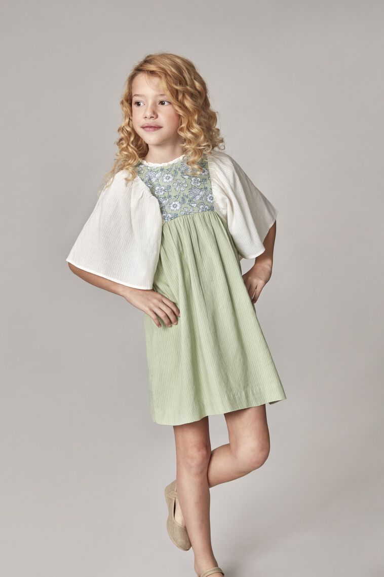 Vestito con giromanica stampato verde