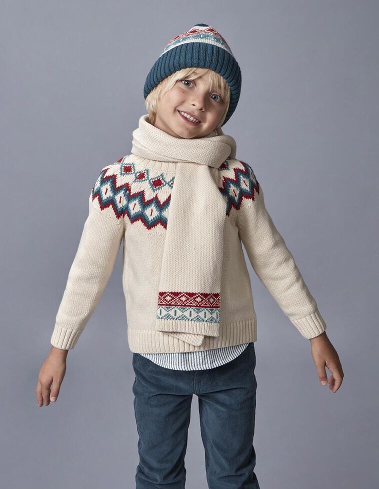 Écharpe jacquard en laine pierre