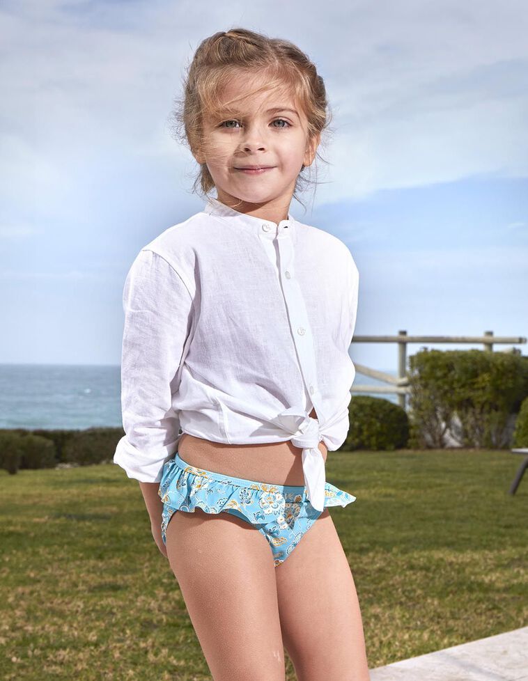 Maillot de bain imprimé fleuri bleu clair