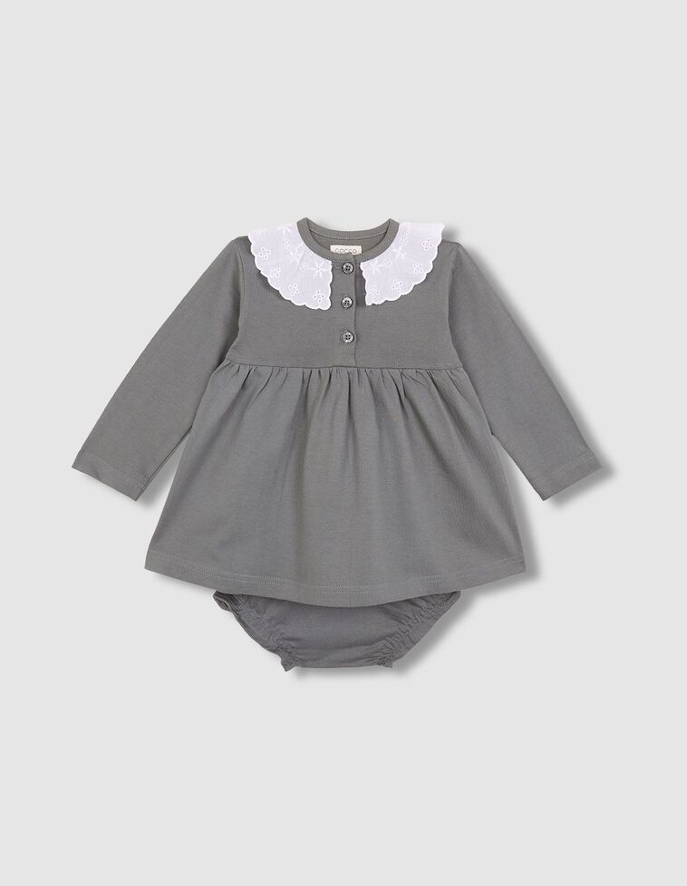 Robe polo unie en piqué vert foncé
