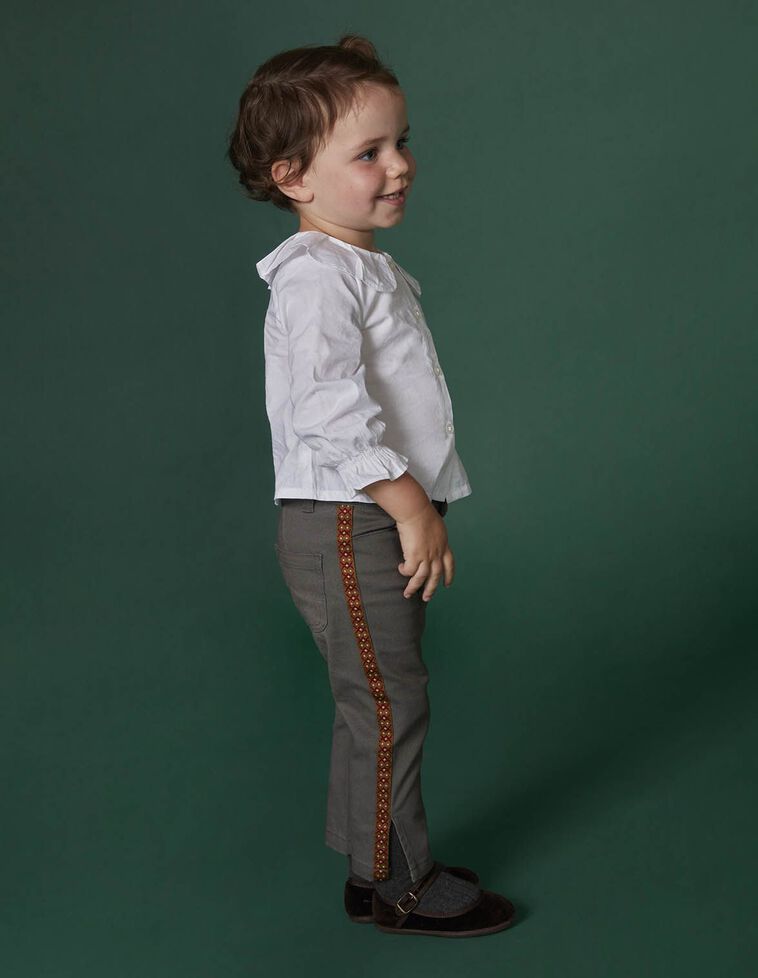 Pantalon évasé gris avec bande latérale