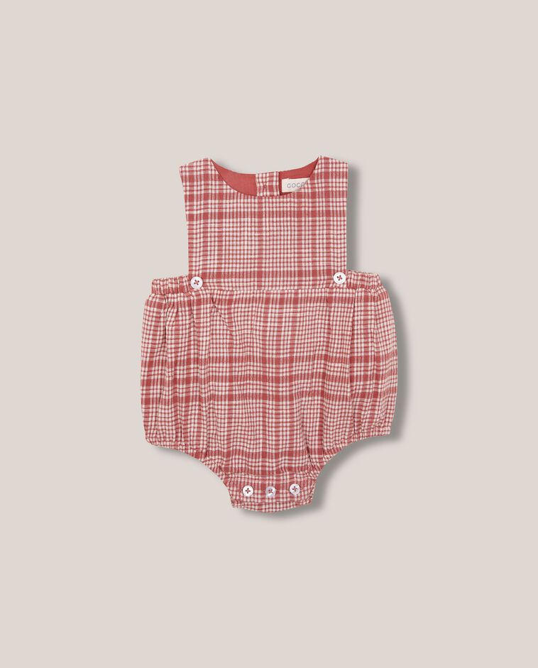 Barboteuse &agrave; carreaux rose