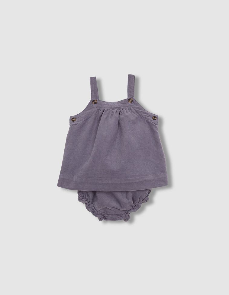 Robe chasuble en velours côtelé avec cache-couche gris