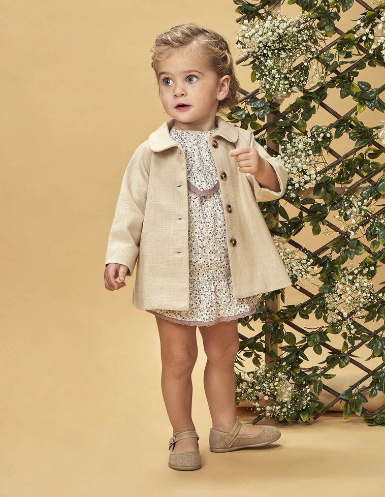 Manteau col claudine marron