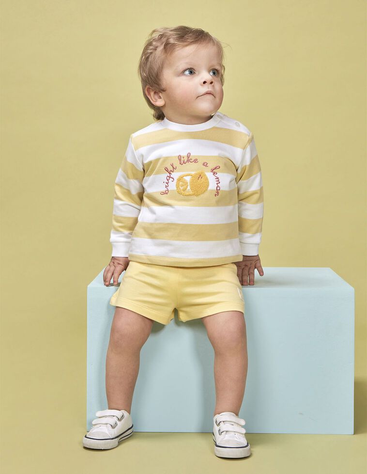Sweat rayé avec imprimé blanc