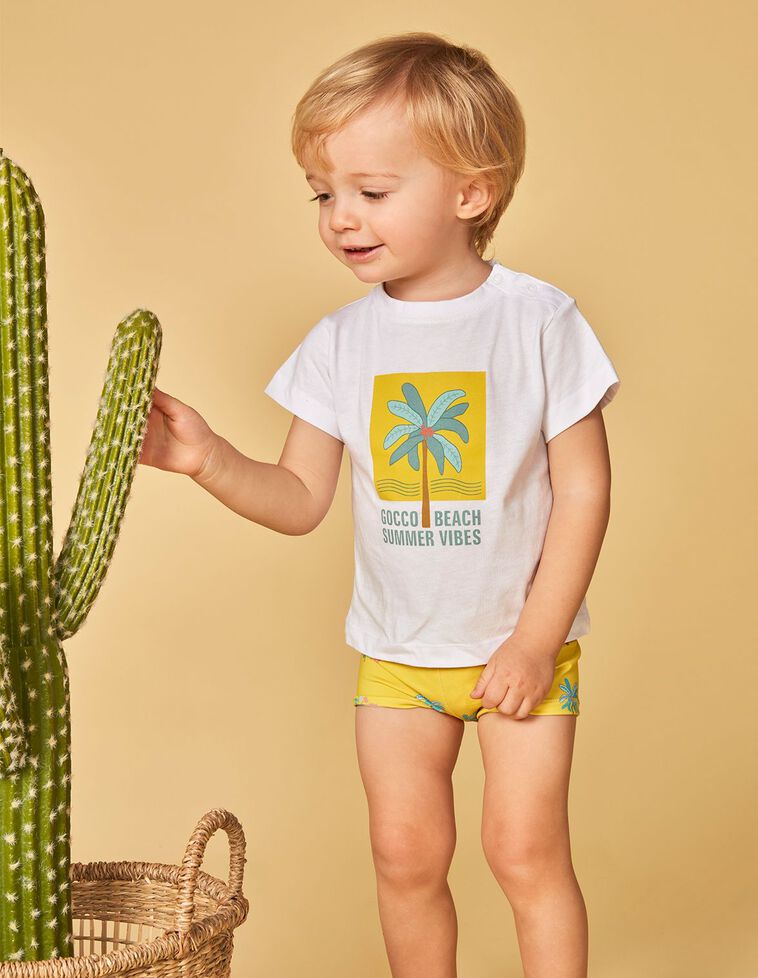 T-shirt com estampado de palmeiras  branca 