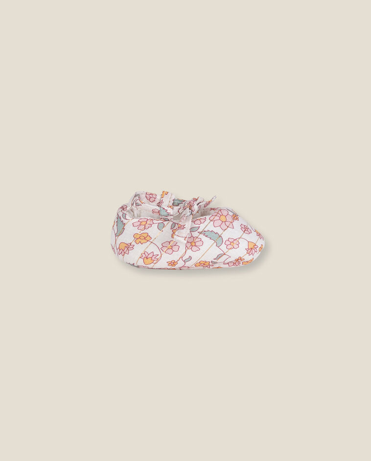 Chaussons &agrave; fleur lurex blancs