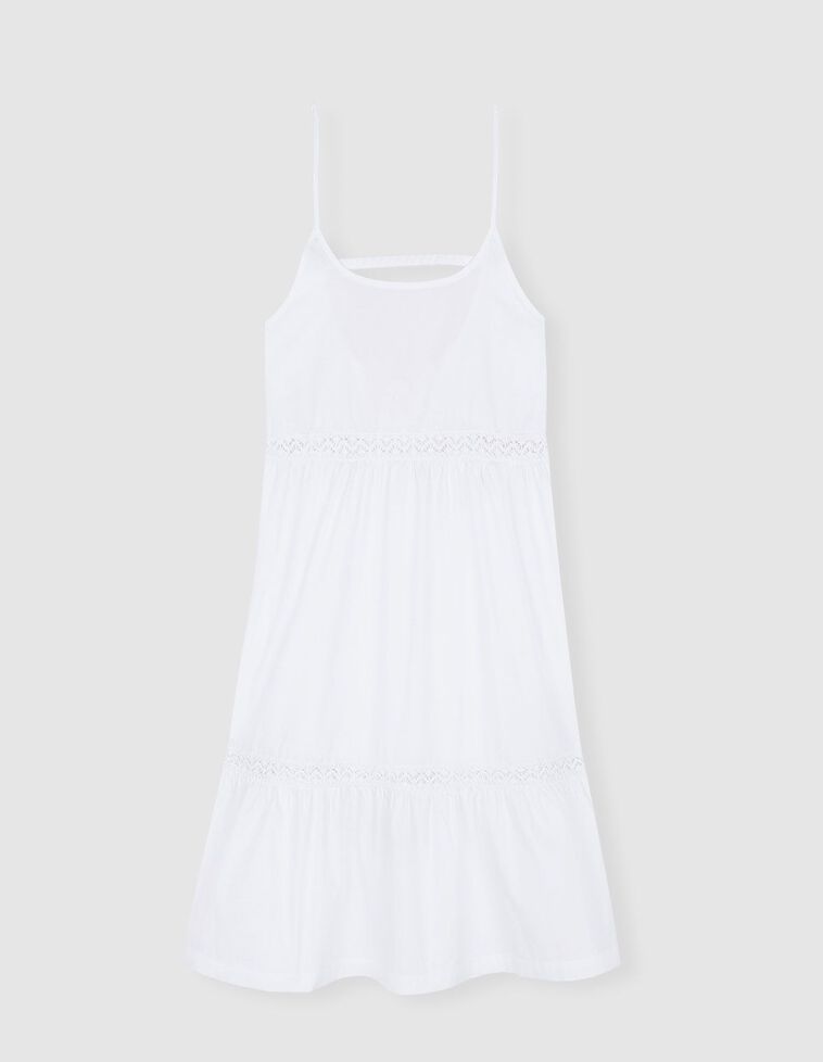 Camisa de noite na cor branco com tiras bordadas
