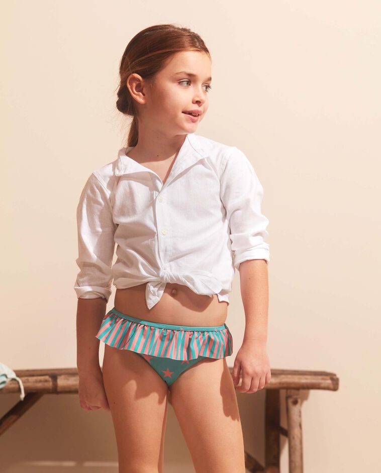 Culotte &agrave; &eacute;toiles bleu-vert