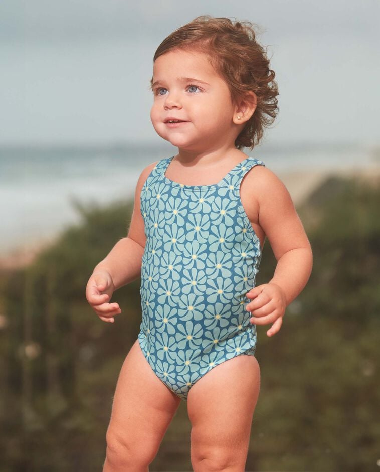 Maillot de bain imprim&eacute; r&eacute;tro bleu