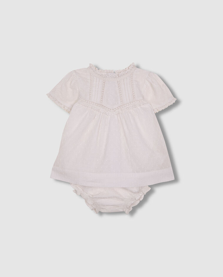 Robe avec bretelles brod&eacute;es blanche