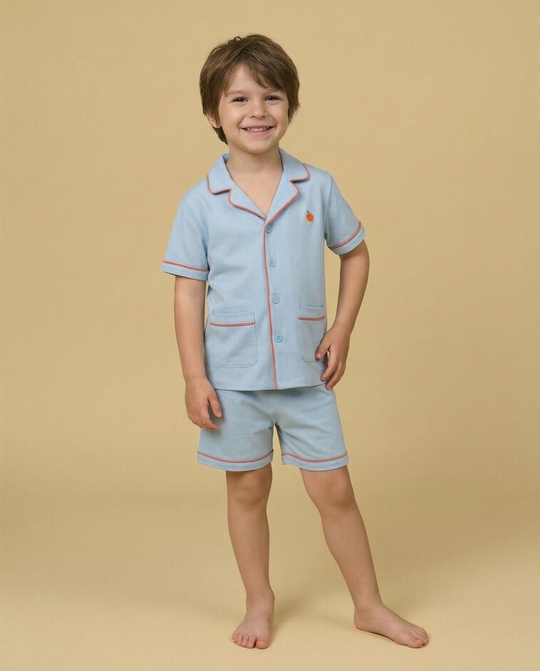 Pijama laranjas azul claro