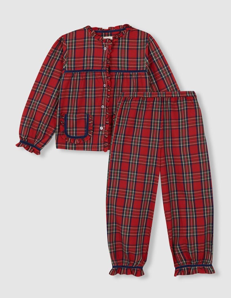 Pyjama à carreaux tartan avec liseré contrasté rouge