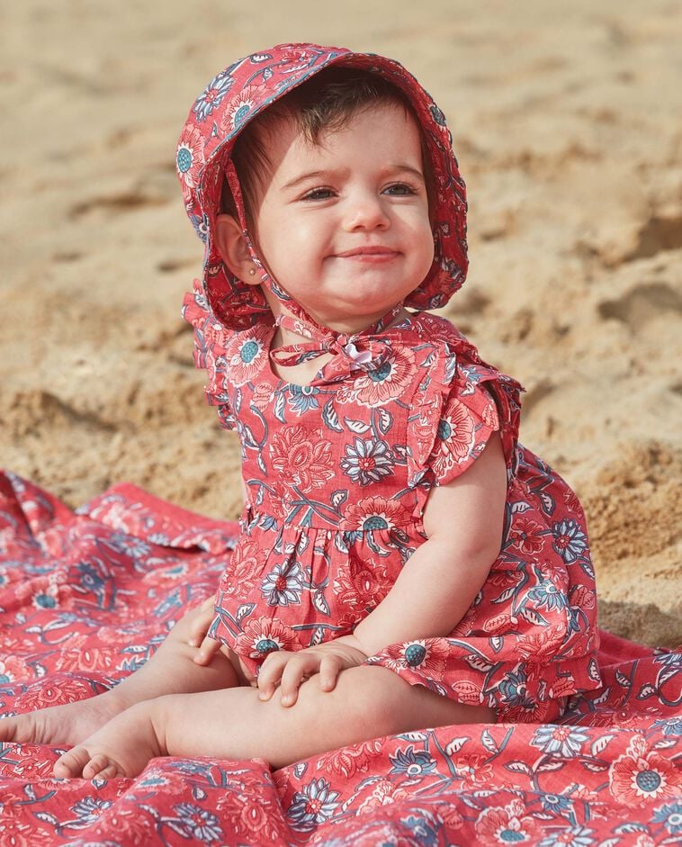 Robe imprim&eacute;e &agrave; fleurs rose