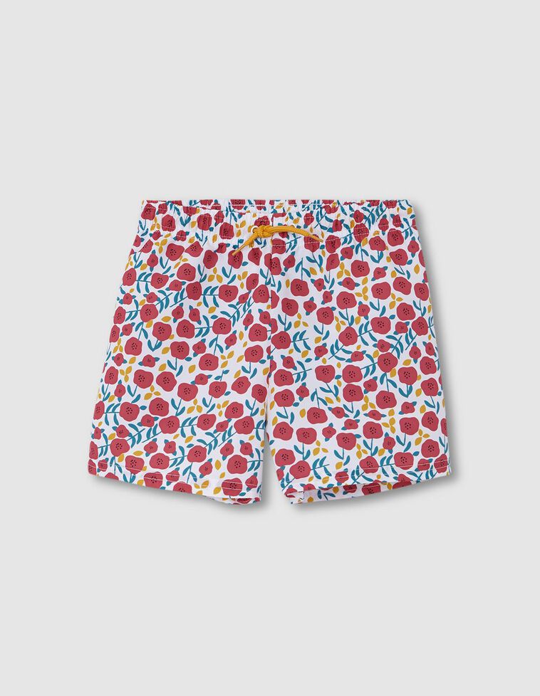 Fato de banho com estampado de flores  coral escura