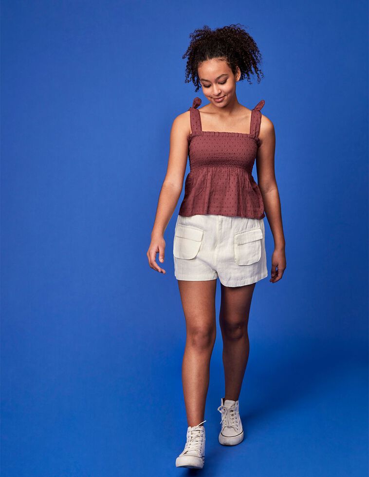 Bermudas de linho  esbranquiçada